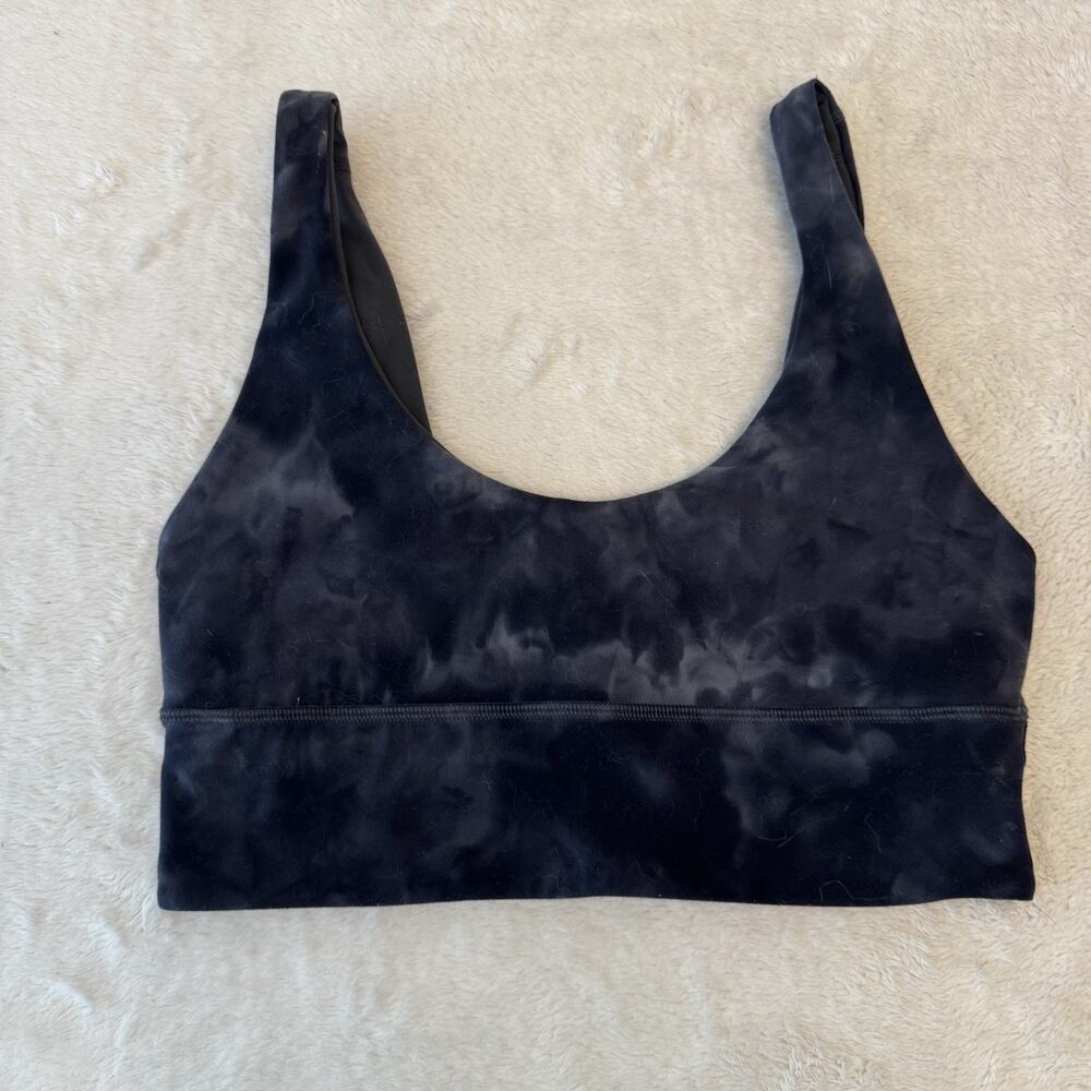 Lululemon Align Nulu Sports Bra Reversible W2DQWS Navy Tie-dye Size 6